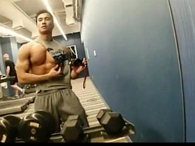 Straight Asian man masturbates and ejaculates.