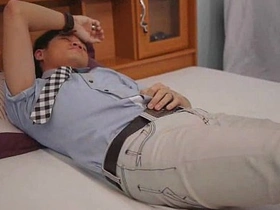 Gay medical professional and twink have fun with bareback sex and blow jobs.