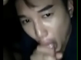 Asian twink gets a facial finish to his blowjob