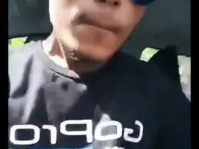 A solo boy from Thailand masturbates outdoors in a car.