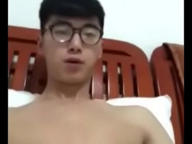 Gay teen Asian boy masturbates on webcam