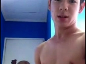 Young Asian gay boy playing with his cock on cam