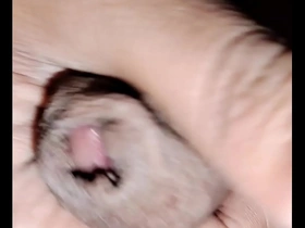Young Asian man showing off his foreskin and hard cock.