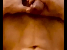 Cum on my Asian body after solo stimulation