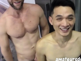 Straight amateur gay sex with Asian boy in hot doggy style scene