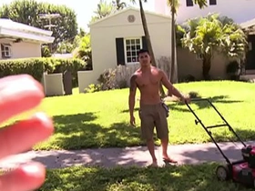 Straight Asian stud Vance cuts the grass and then gets a hot blowjob from two lucky bus riders.