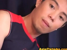 Gay shower fun followed by hot doggy sex with an Asian twink
